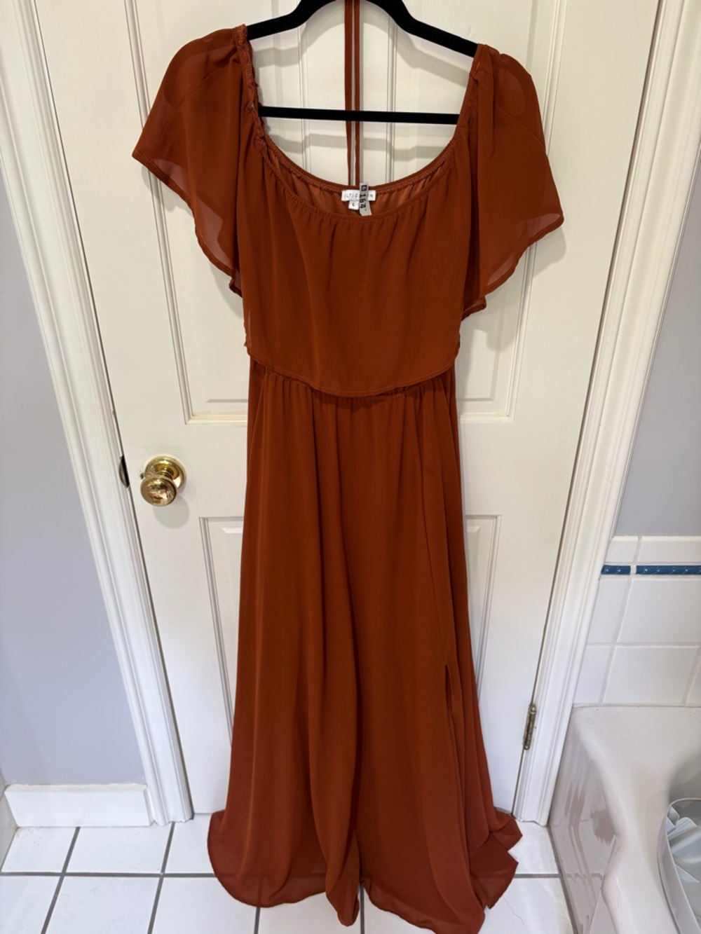 Baltic Born Rust Red Flutter Sleeve Maxi Dress - Women's